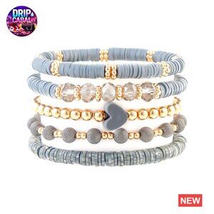 Stretch Polymer Clay Beads Bracelets Boho Stackable Summer Jewelry Set